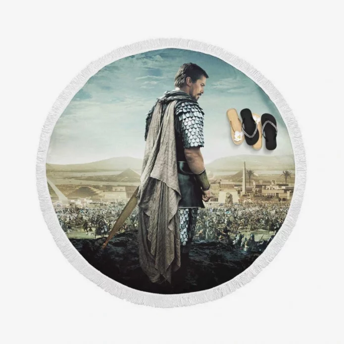 Exodus Gods and Kings Movie Christian Bale Round Beach Towel