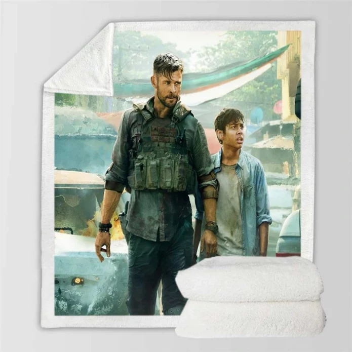 Extraction Movie Chris Hemsworth Sherpa Fleece Blanket