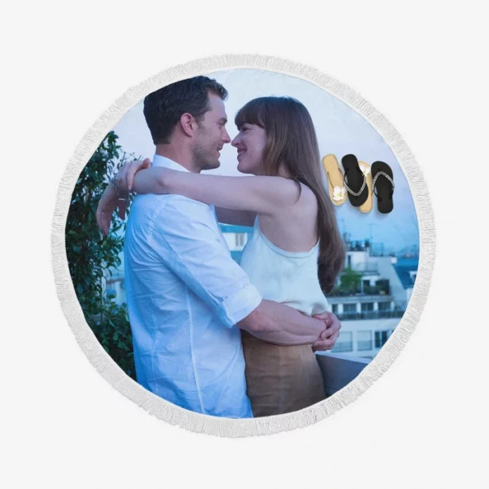 Fifty Shades Freed Movie Christian Grey Anastasia Steele Round Beach Towel