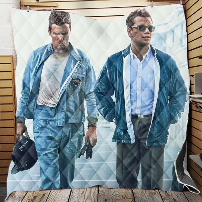 Ford v Ferrari Movie Christian Bale Matt Damon Quilt Blanket