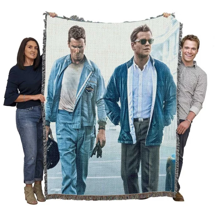 Ford v Ferrari Movie Christian Bale Matt Damon Woven Blanket