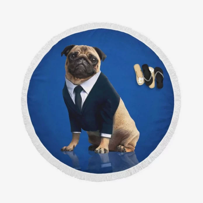 Frank the Pug Men in Black International Movie Round Beach Towel