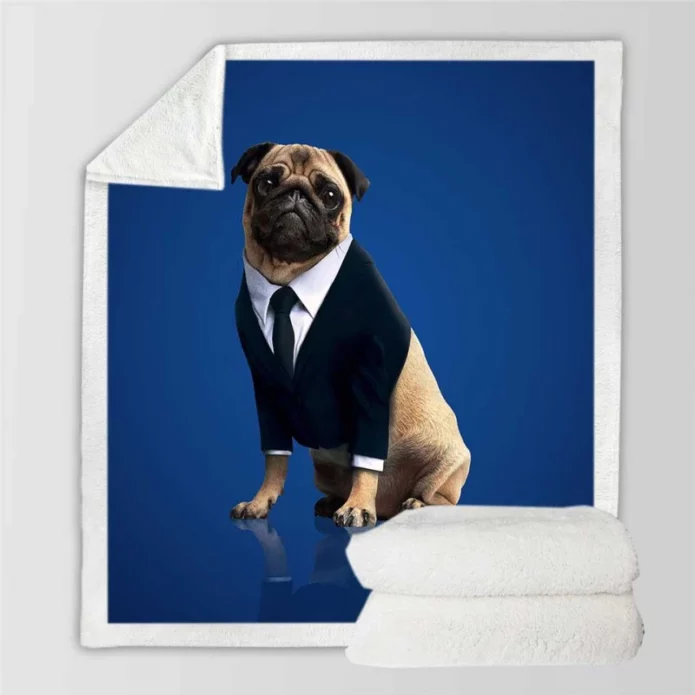 Frank the Pug Men in Black International Movie Sherpa Fleece Blanket