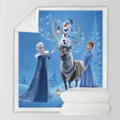 Frozen Movie Disney Elsa and Anna Sherpa Fleece Blanket
