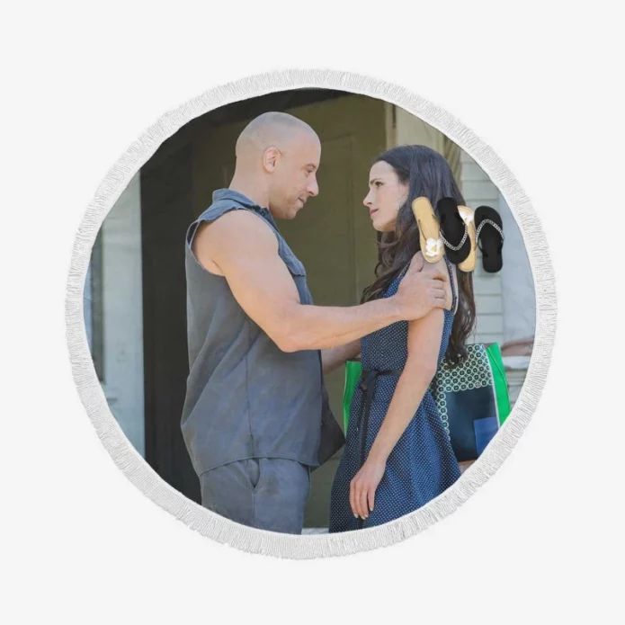 Furious 7 Movie Dom and Mia Round Beach Towel