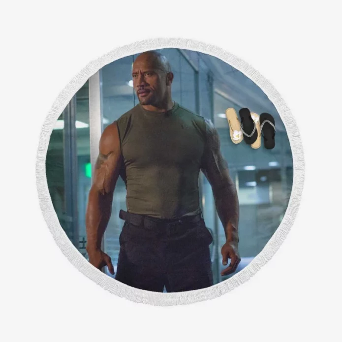 Furious 7 Movie Dwayne Johnson Round Beach Towel