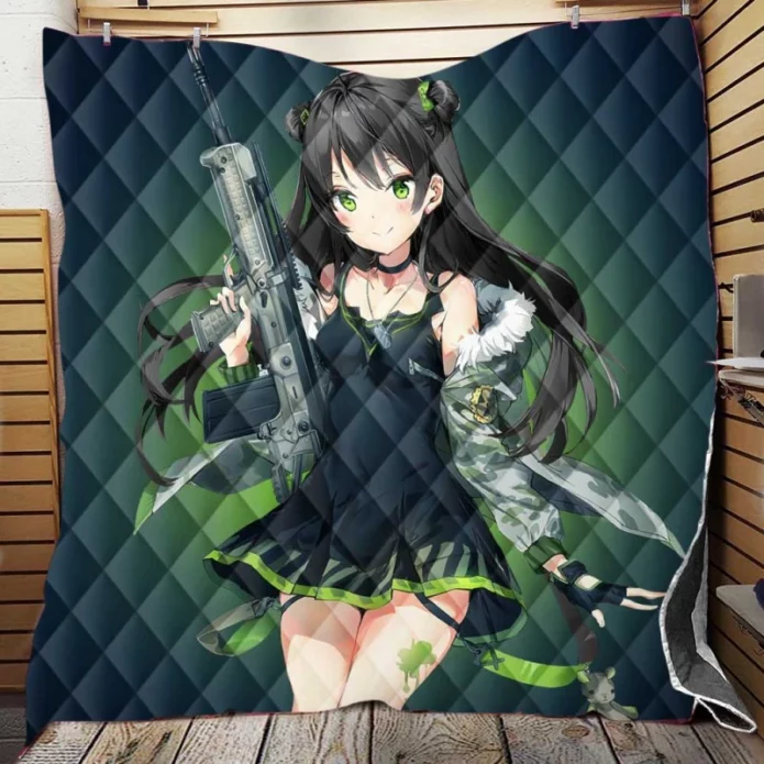 Green Girls Frontline Anime Quilt Blanket