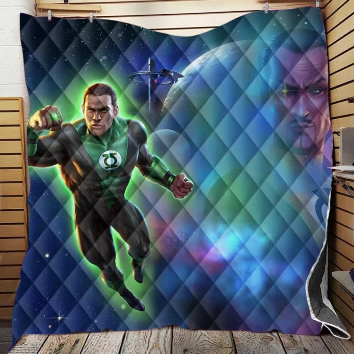 Green Lantern Beware My Power Movie John Stewart Quilt Blanket