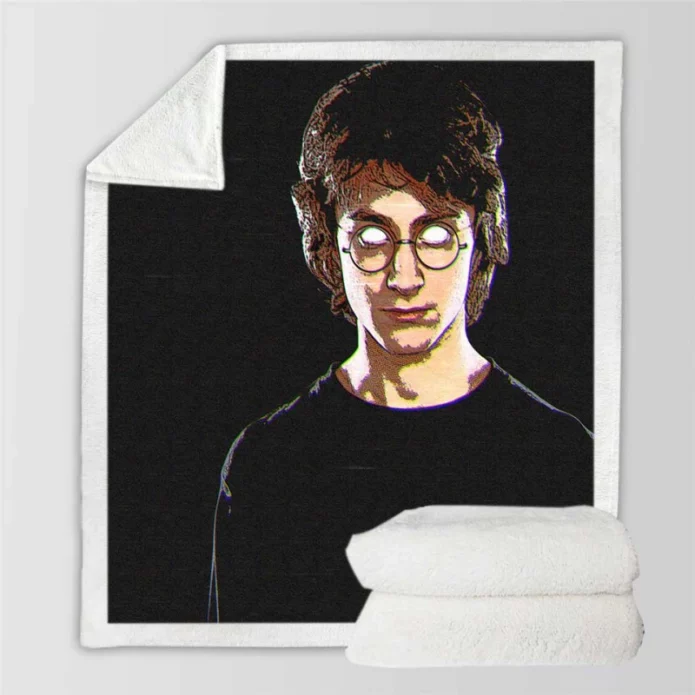 Harry Potter Movie Daniel Radcliffe Glitch Art Sherpa Fleece Blanket