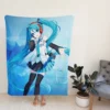 Hatsune Miku Anime Girl Polygons Blue Fleece Blanket
