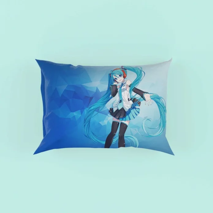 Hatsune Miku Anime Girl Polygons Blue Pillow Case