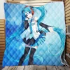 Hatsune Miku Anime Girl Polygons Blue Quilt Blanket
