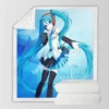 Hatsune Miku Anime Girl Polygons Blue Sherpa Fleece Blanket