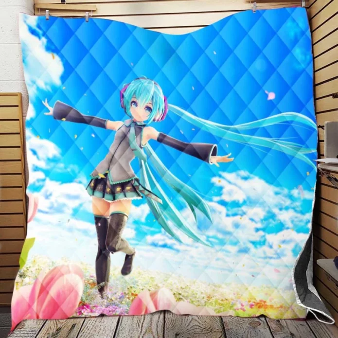 Hatsune Miku Flowers Tulips Anime Quilt Blanket