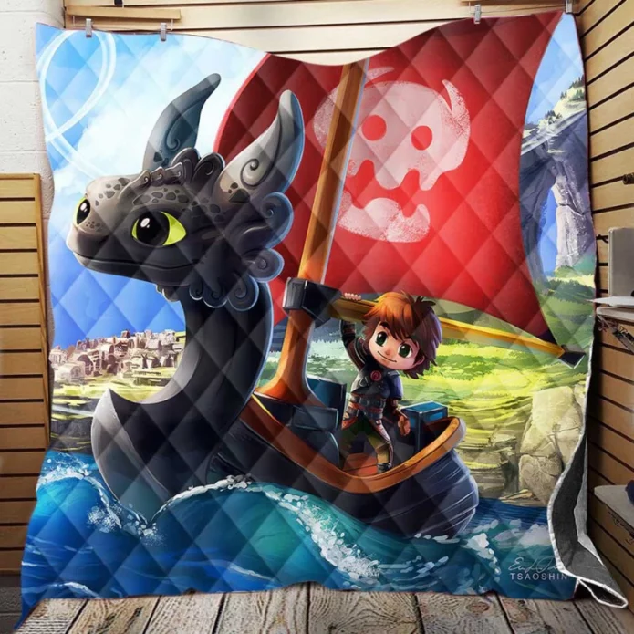 How To Train Your Dragon Movie Hiccup Chibi Quilt Blanket