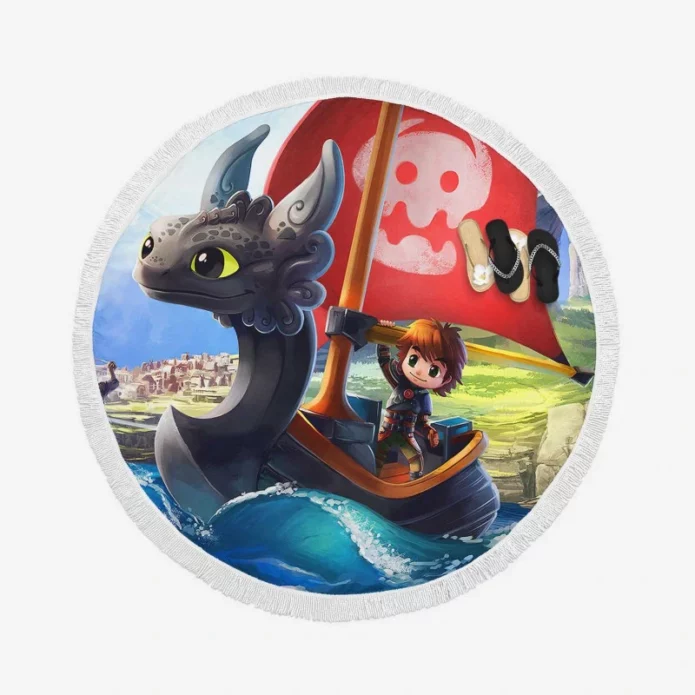 How To Train Your Dragon Movie Hiccup Chibi Round Beach Towel