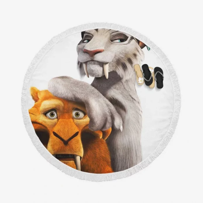 Ice Age Continental Drift Movie Round Beach Towel