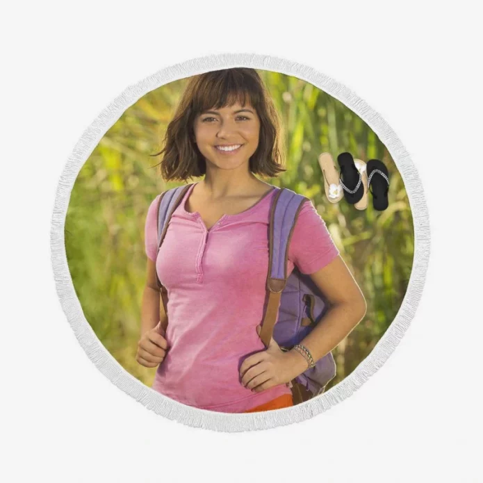 Isabela Merced in Dora and the Lost City of Gold Kids Movie Round Beach Towel