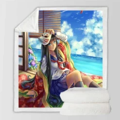 Japanese Anime School Girl Sherpa Fleece Blanket