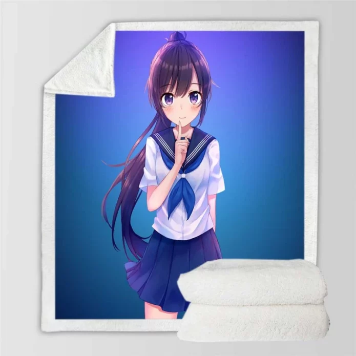 Japanese School Uniform Anime Sherpa Fleece Blanket