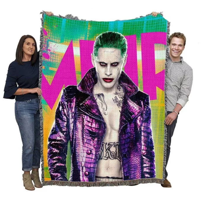 Jared Leto as The Joker in Suicide Squad Movie Woven Blanket