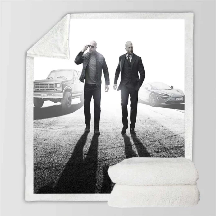 Jason Statham Dwayne Johnson in Fast & Furious Movie Sherpa Fleece Blanket