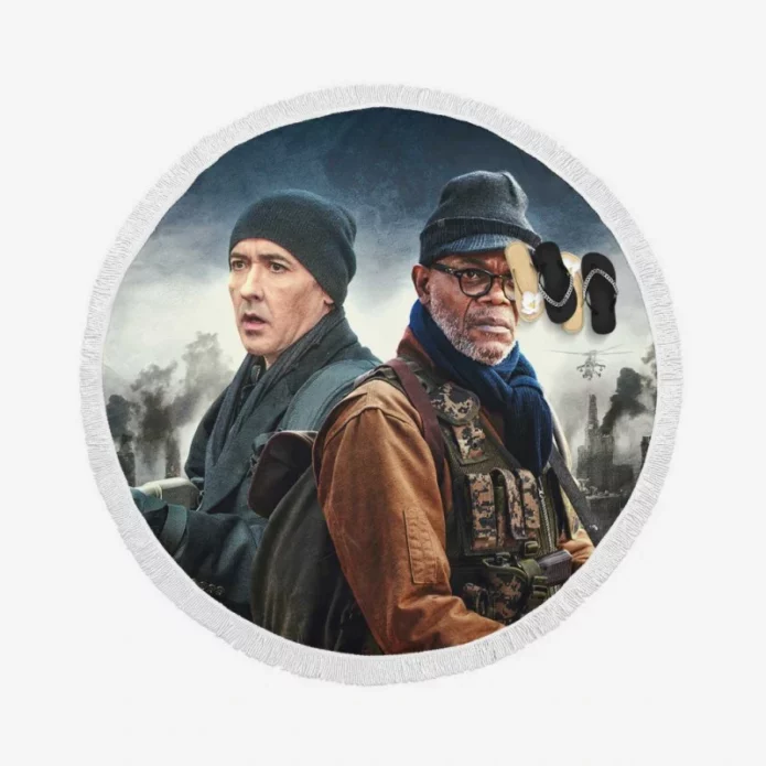 John Cusack and Samuel L Jackson in Cell Movie Round Beach Towel
