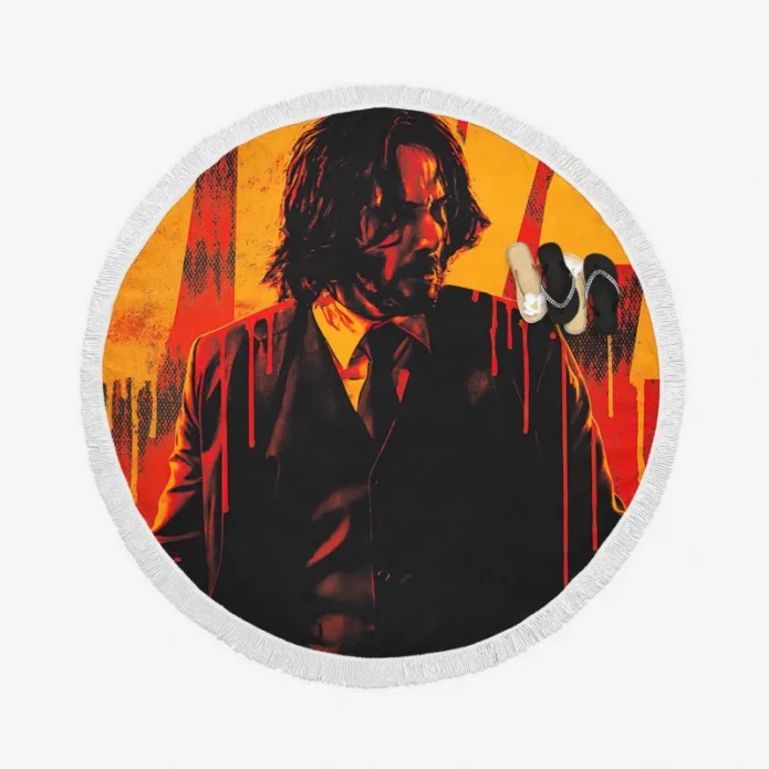 John Wick Chapter 4 Movie Keanu Reeves Round Beach Towel