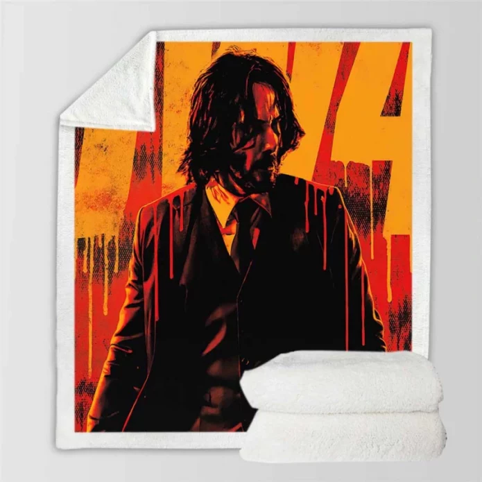 John Wick Chapter 4 Movie Keanu Reeves Sherpa Fleece Blanket