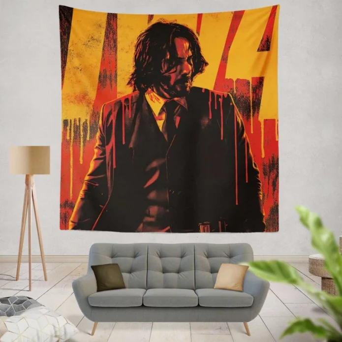 John Wick Chapter 4 Movie Keanu Reeves Wall Hanging Tapestry