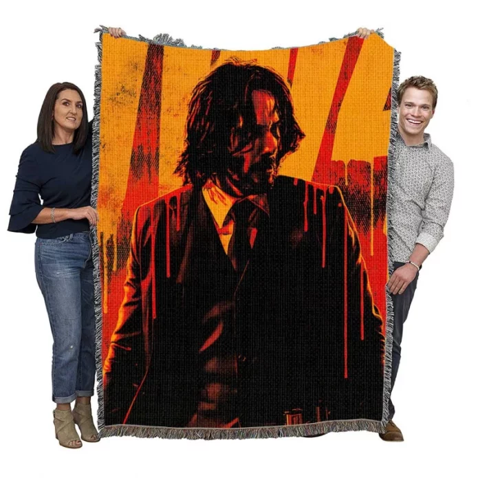 John Wick Chapter 4 Movie Keanu Reeves Woven Blanket