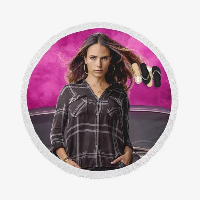 Jordana Brewster Mia Toretto Fast & Furious 9 Movie Round Beach Towel