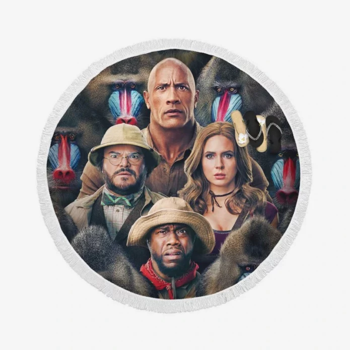 Jumanji The Next Level Movie Cast Poster Round Beach Towel