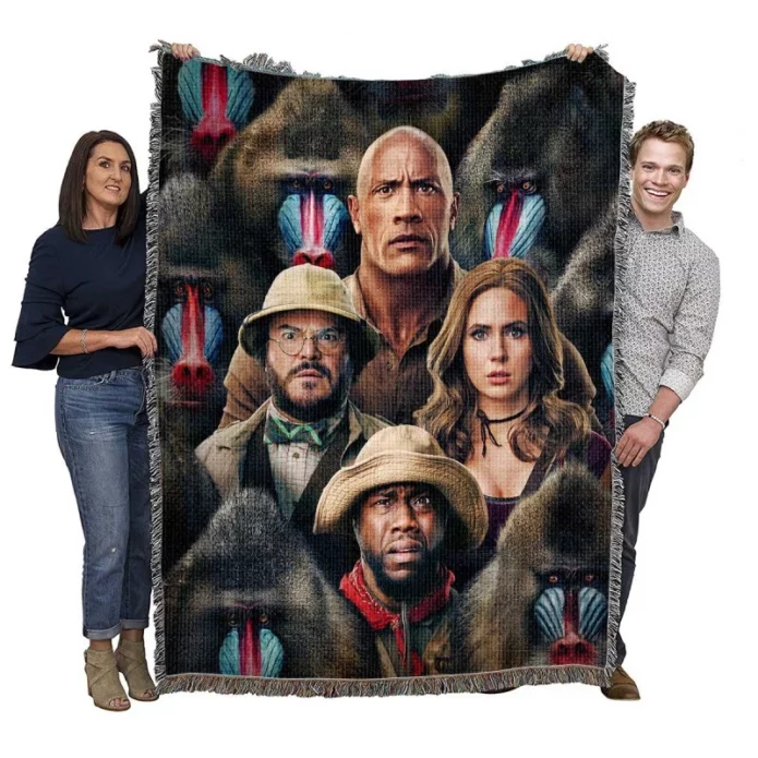 Jumanji The Next Level Movie Cast Poster Woven Blanket