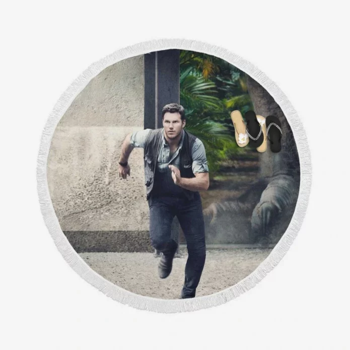 Jurassic World Movie Chris Pratt Round Beach Towel