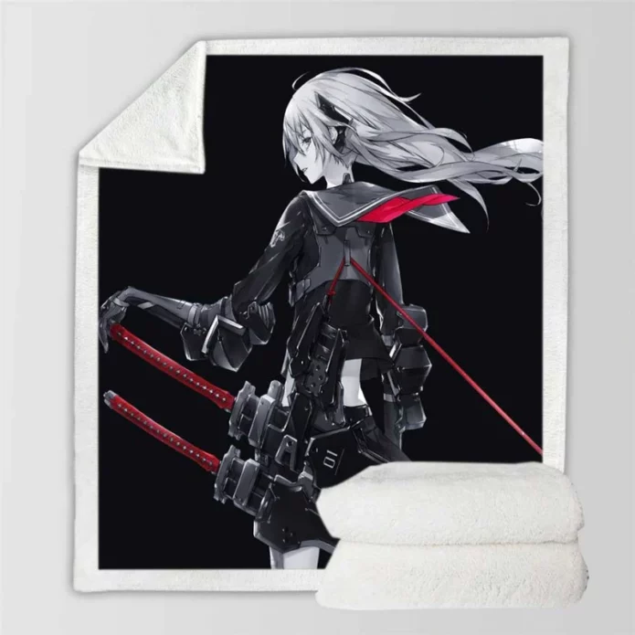 Katana Anime Girl Cute Anime Sherpa Fleece Blanket