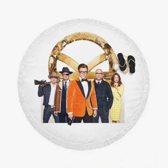 Kingsman The Golden Circle Movie Taron Egerton Round Beach Towel