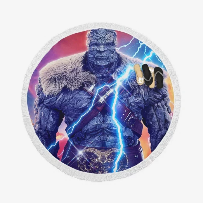 Korg in Thor Love and Thunder Movie Round Beach Towel