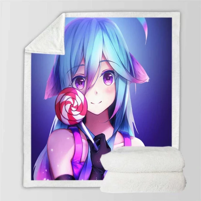 Lollipop Anime Girl Sherpa Fleece Blanket