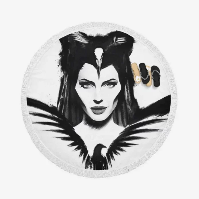 Maleficent Mistress of Evil Movie Angelina Jolie Round Beach Towel