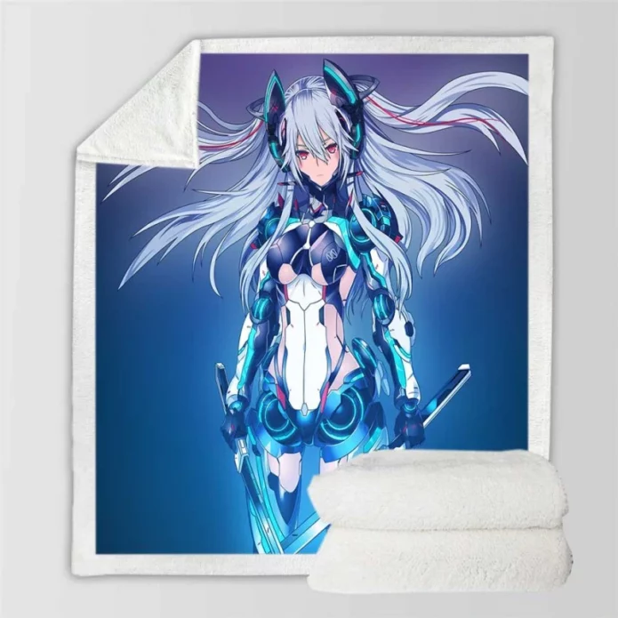 Mecha Girl Cute Anime Sherpa Fleece Blanket