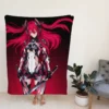 Mecha Girl Red Warrior Katana Fleece Blanket