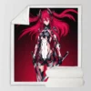 Mecha Girl Red Warrior Katana Sherpa Fleece Blanket