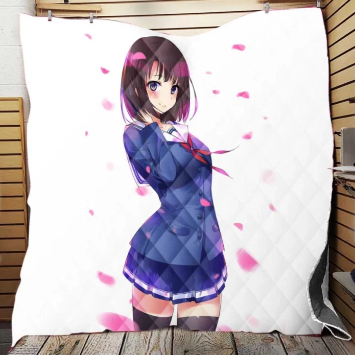 Megumi Kato Anime Girl Quilt Blanket