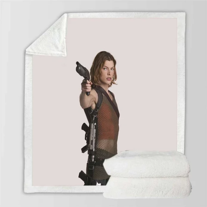 Milla Jovovich in Resident Evil Apocalypse Movie Sherpa Fleece Blanket