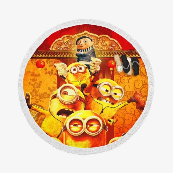 Minions The Rise of Gru Kids Movie Round Beach Towel