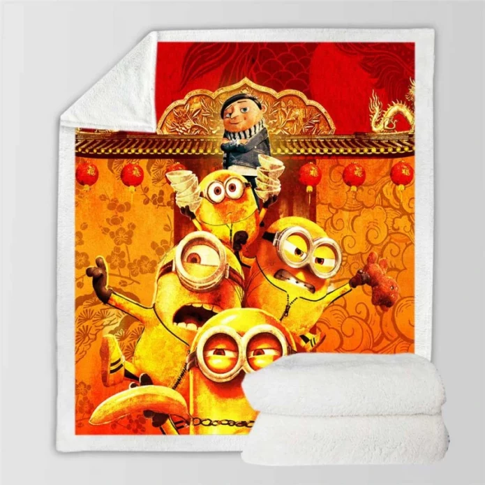 Minions The Rise of Gru Kids Movie Sherpa Fleece Blanket