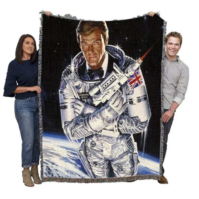 Moonraker Movie Roger Moore James Bond Woven Blanket