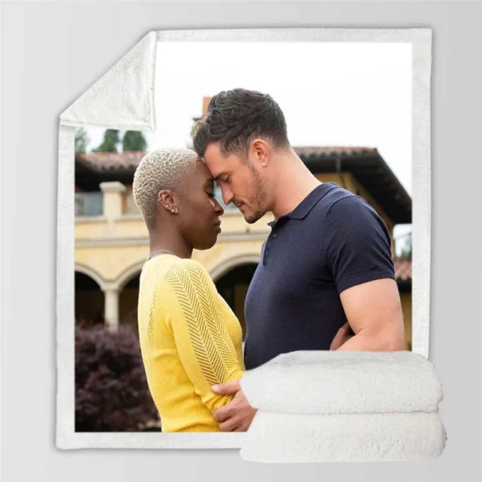 Needle in a Timestack Movie Orlando Bloom Cynthia Erivo Sherpa Fleece Blanket