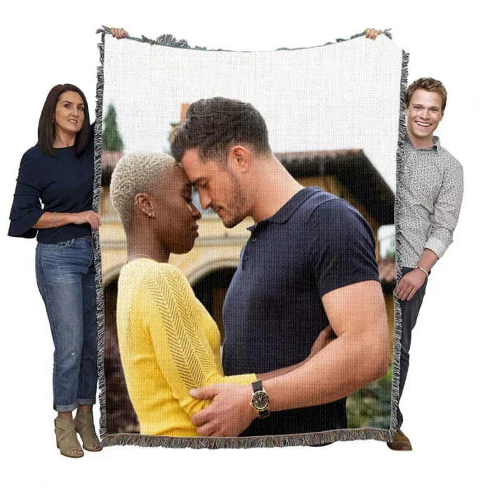 Needle in a Timestack Movie Orlando Bloom Cynthia Erivo Woven Blanket